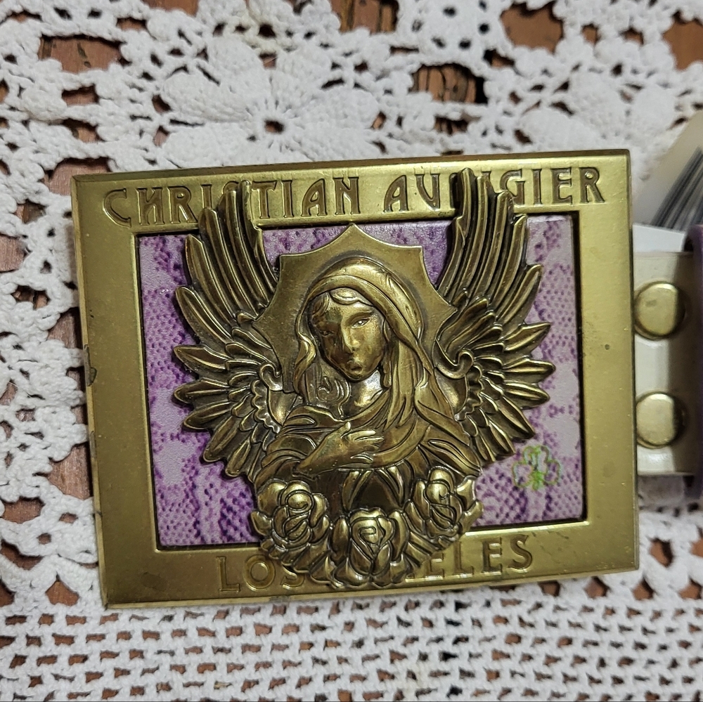 Vintage Christian Audigier Gold and Purple Angel Belt